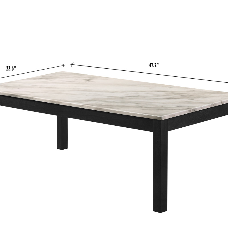 Thurner Marble-Black 3-Piece Coffee Table Set, Sleek Black Marble Top