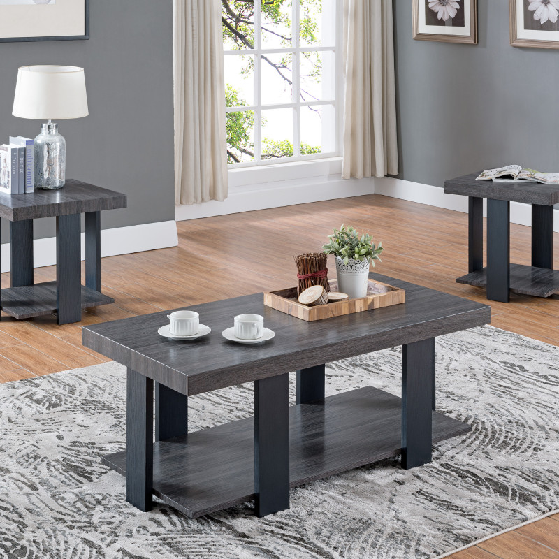 Randy Dark-Gray Modern Aesthetic 3-Piece Occasional Coffee Table Set