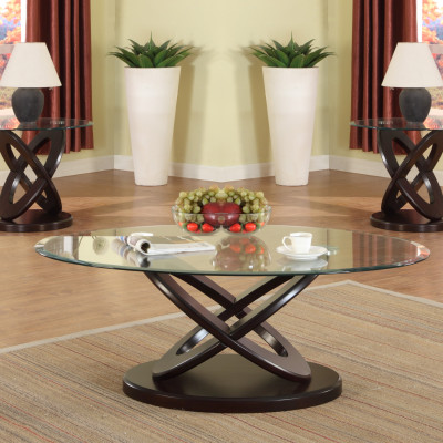 Cyclone Atomic Espresso And Glass End Oval Coffee Table