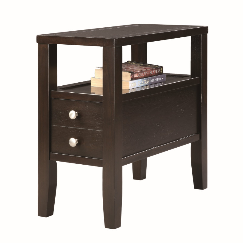 Matthew Deep Brown Finish Contemporary Side Table, Hardwood, Wood Veneers And Wood