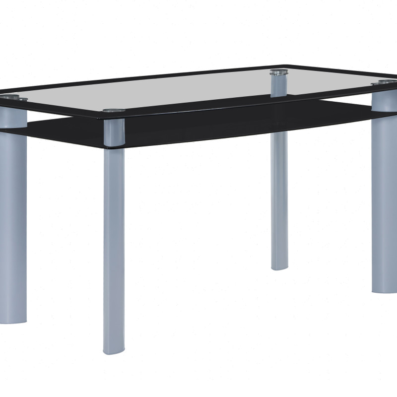 Echo Black/gray Contemporary Modern Glass-top Rectangular Dining Room Set