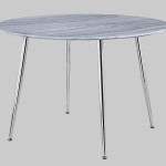 Tola Silver Faux Marble Fabric Seat Round Contemporary Dining Room Set