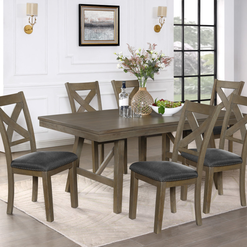 Amira Brown Traditoinal Wood Rectangular Dining Room Set