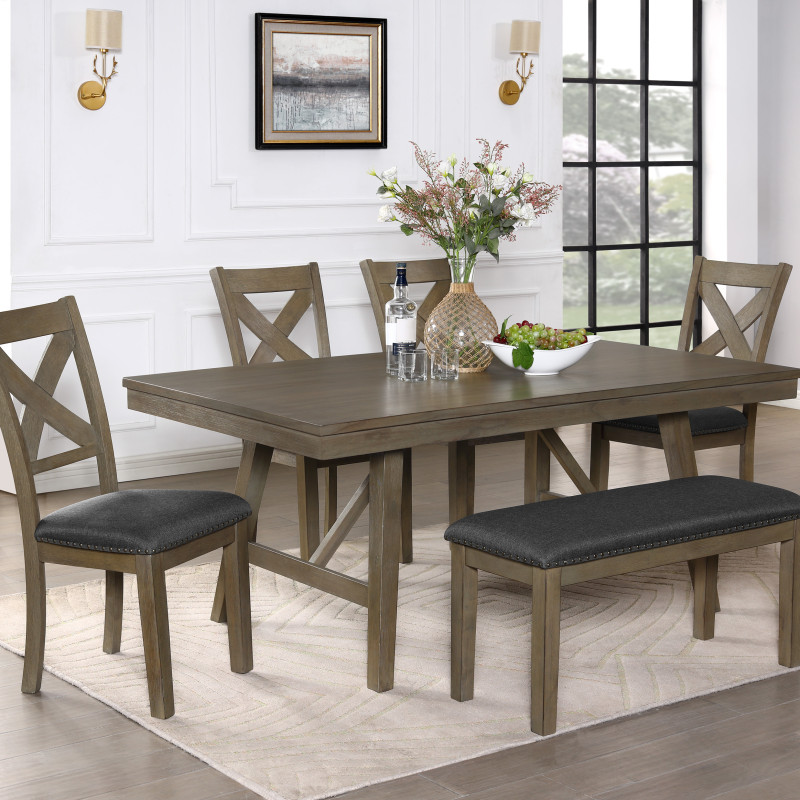 Amira Brown Traditoinal Wood Rectangular Dining Room Set