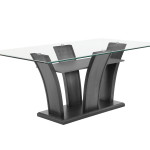 Camelia Gray Modern And Sleek Metal Glass Rectangular Dining Room Set