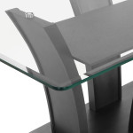 Camelia Gray Modern And Sleek Metal Glass Rectangular Dining Room Set