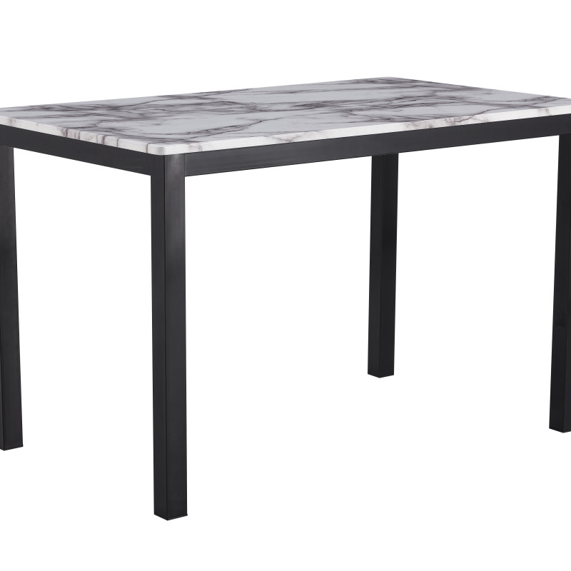 Aiden White/Black Marble Modern Wood And Veneers Rectangular 5-Piece Dining Room Set