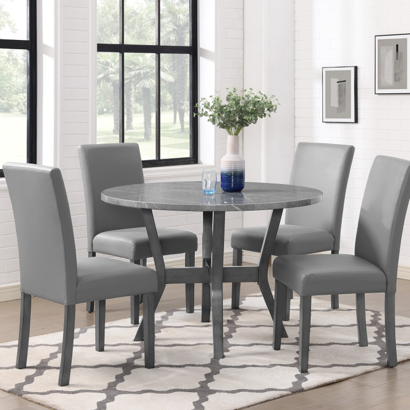 Judson Gray 5-Pk Modern Sleek Wood And Veneers Oval Dining Table Set