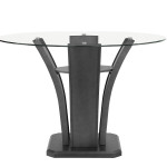 Camelia Gray Modern And Sleek Metal Glass Round Counter Height Dining Room Set