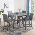 Lennon Black/White Velvet Modern Wood And Veneers 5-Piece Counter Height Dining Room Set