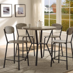 Blake Gray 5-Piece Modern Wood Round Counter Height Dining Room Set