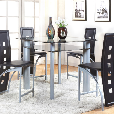 Echo Black Contemporary Modern Glass-top Rectangular Counter Height Dining Room Set