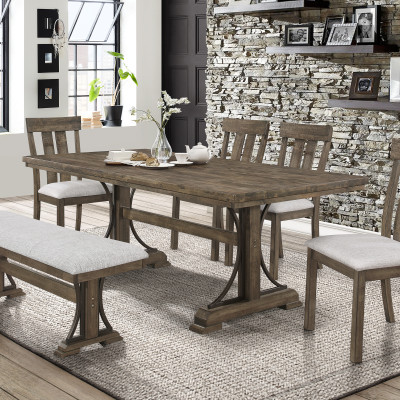 Quincy Grayish Brown Traditional Wood And Veneers Dining Room Set