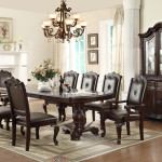 Kiera Brown Traditional Wood Veneers And Solids Formal Extendable Dining Room Set