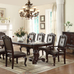 Kiera Brown Traditional Wood Veneers And Solids Formal Extendable Dining Room Set