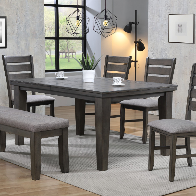 Bardstown Gray Modern Traditional Wood Fabric Seat Rectangular Dining Room Set