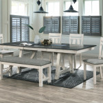 Maribelle Chalk-Gray Rectangular Fabric Seat Dining Room Set