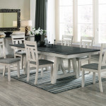 Maribelle Chalk-Gray Rectangular Fabric Seat Dining Room Set