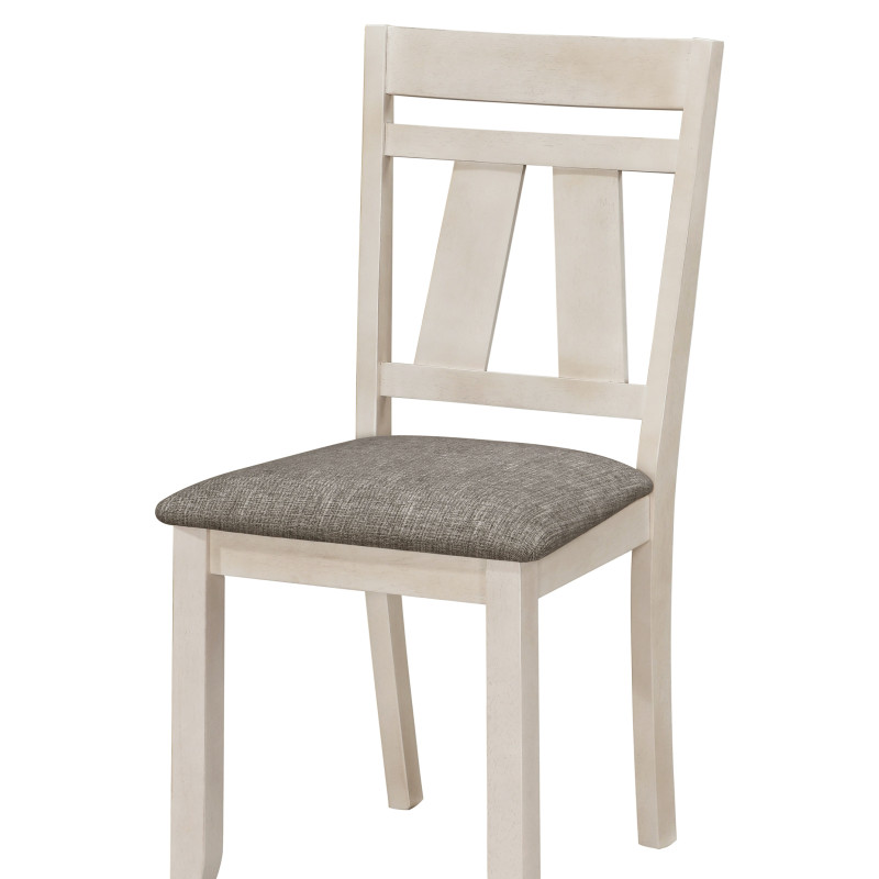 Maribelle Chalk-Gray Rectangular Fabric Seat Dining Room Set