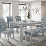 Vela Silver Glam Sleek And Modern Wood And Veneers Dining Room Set