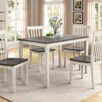 Brody White/Gray Modern Classic Wood Rectangular 5-Piece Dining Room Set