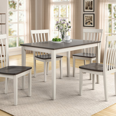 Brody White/Gray Modern Classic Wood Rectangular 5-Piece Dining Room Set