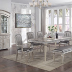 Klina Gray Modern And Sleek Glass Metal Leg Table Dining Room Set