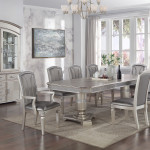 Klina Pedestal Gray Modern Sleek Metal Glass Pedestal Leg Dining Room Set