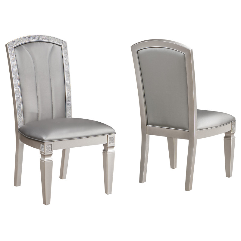 Klina Pedestal Gray Modern Sleek Metal Glass Pedestal Leg Dining Room Set