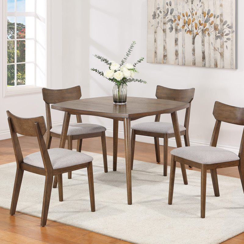 Weldon Brown Finish Retro Modern Wood Dining Room Set