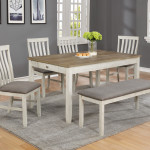 Nina White/Brown Contemporary Classic Modern Wood Rectangular Dining Room Set