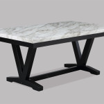 Tanner White/Black Faux Marble Modern Wood And Veneers Dining Room Set