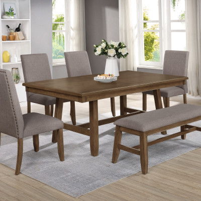 Manning Brown Modern Transitional Wood Rectangular Dining Room Set