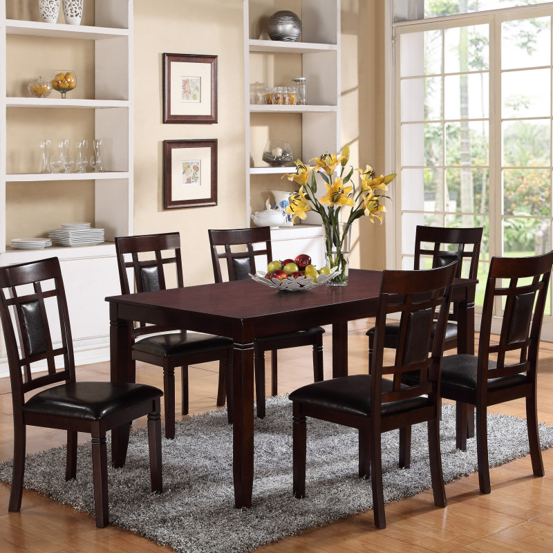 Paige Brown Contemporary Modern And Classic Wood Rectangular 7-Piece Dining Room Set