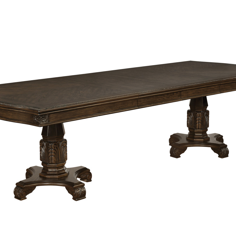 Neo Renaissance Dark Oak Traditional Wood Solids And Veneers Formal Extendable Dining Room Set