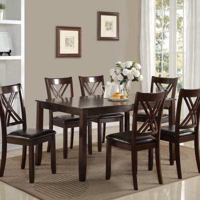 Eloise Brown Traditional Modern Wood 7-Piece Rectangular Dining Room Set