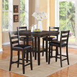 Tahoe Brown Classic And Modern Wood Square 5-Piece Counter Height Dining Room Set