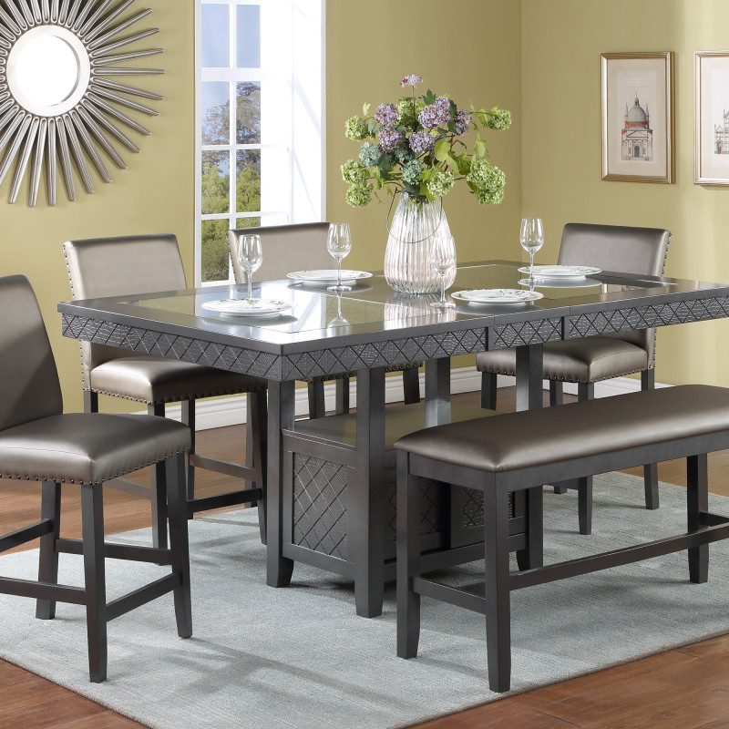 Bankston Gray Seats Counter Height Dining Room Set