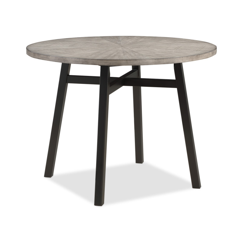 Mathis Gray/Black Contemporary Solid Wood And Veneers Round Counter Height Dining Room Set