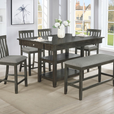 Nina Gray Counter Modern Traditional Wood Rectangular Height Set