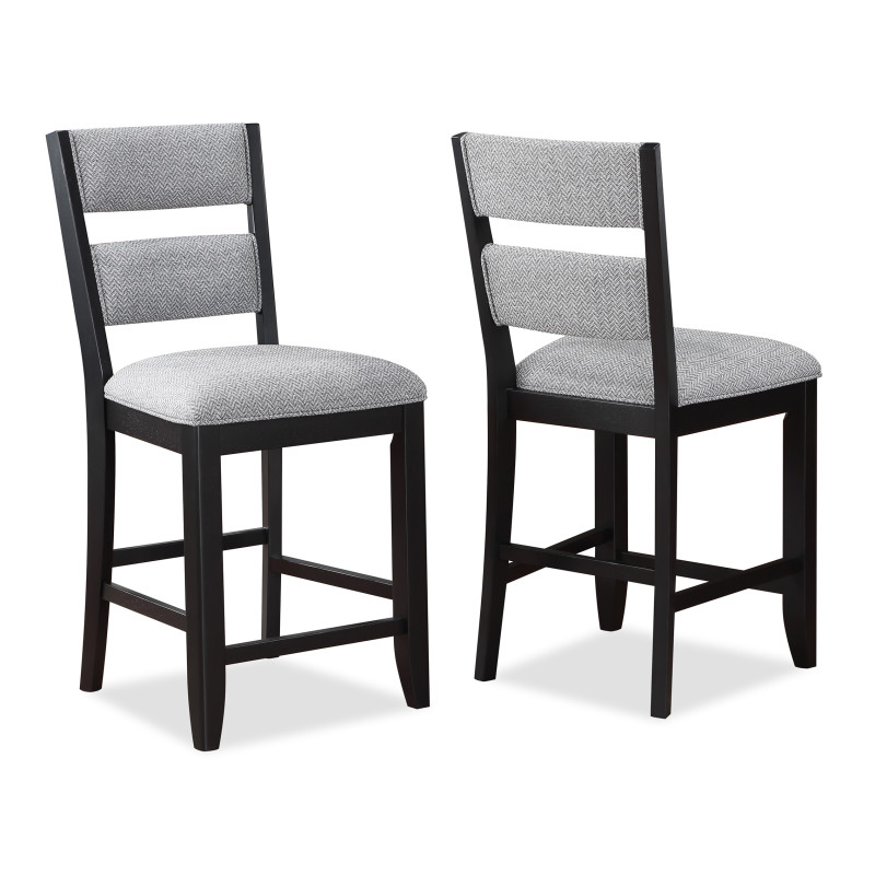 Frey Black-Gray Fabric Seat Rectangular Counter Height Dining Room Set