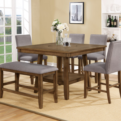 Manning Brown Modern Transitional Wood Square Counter Height Dining Room Set