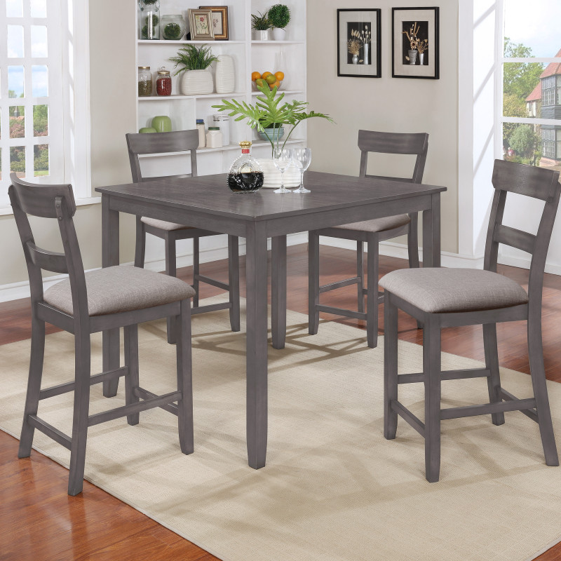 Henderson Gray Contemporary Modern Wood Rectangular 5-Piece Counter Height Dining Room Set