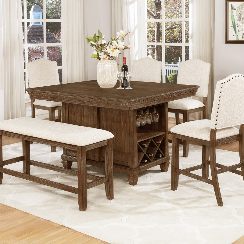 Regent Grayish Brown Casual Wood Counter Height Dining Room Set