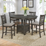 Hartwell Gray Modern Wood Oval Extendable Counter Height Dining Room Set