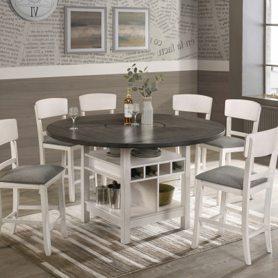 Conner Chalk-Gray Modern Wood Oval Counter Height Dining Room Set