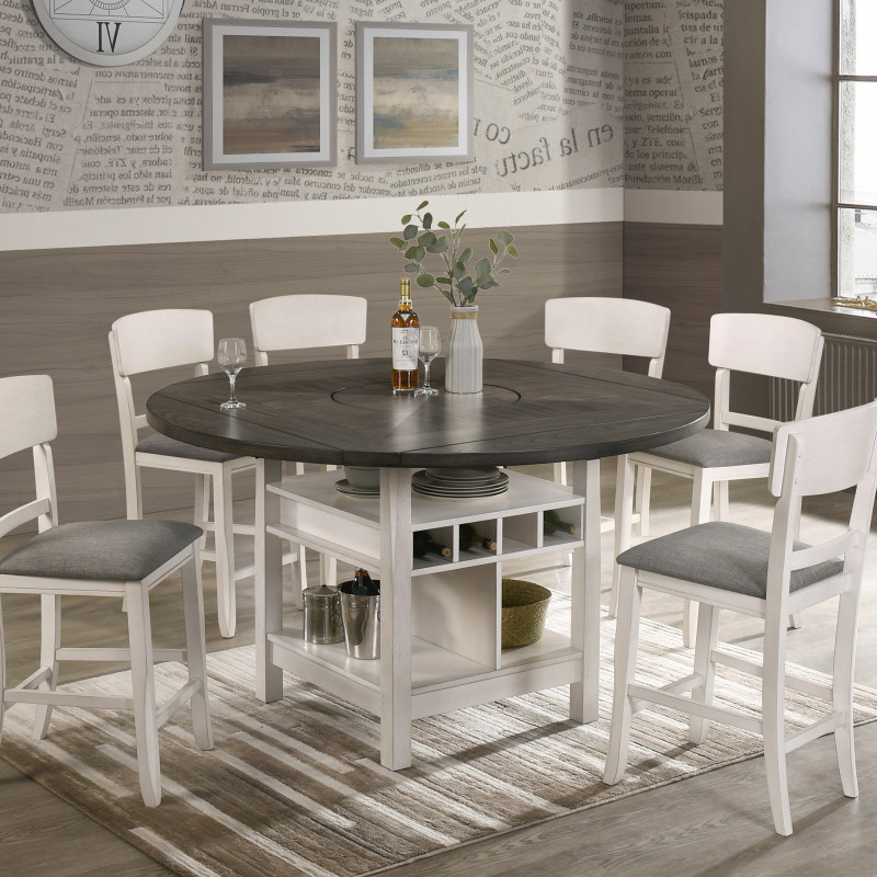 Conner Chalk-Gray Modern Wood Oval Counter Height Dining Room Set