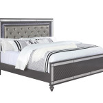 Refino Gray LED Modern Sleek Fabric Upholstered Tufted Panel Bedroom Set