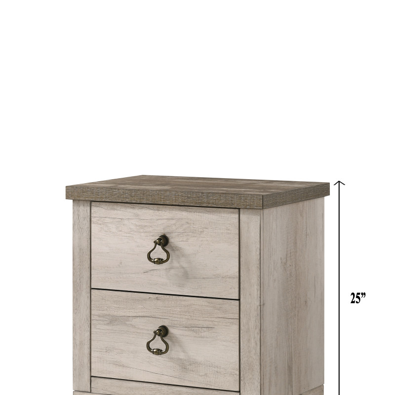 Patterson Driftwood Finish Solid Pine Wood Modern Rustic And Charm Panel Bedroom Set