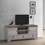 Patterson Driftwood Media Ches, Media Storage Cabinet, Hardwood Solids And Veneers, Console with Built-in Charging Station